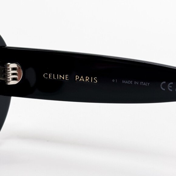 NEW CL40312U 01A CELINE BLACK ROUND WOMEN SUNGLASSES CELINE - Picture 9 of 10